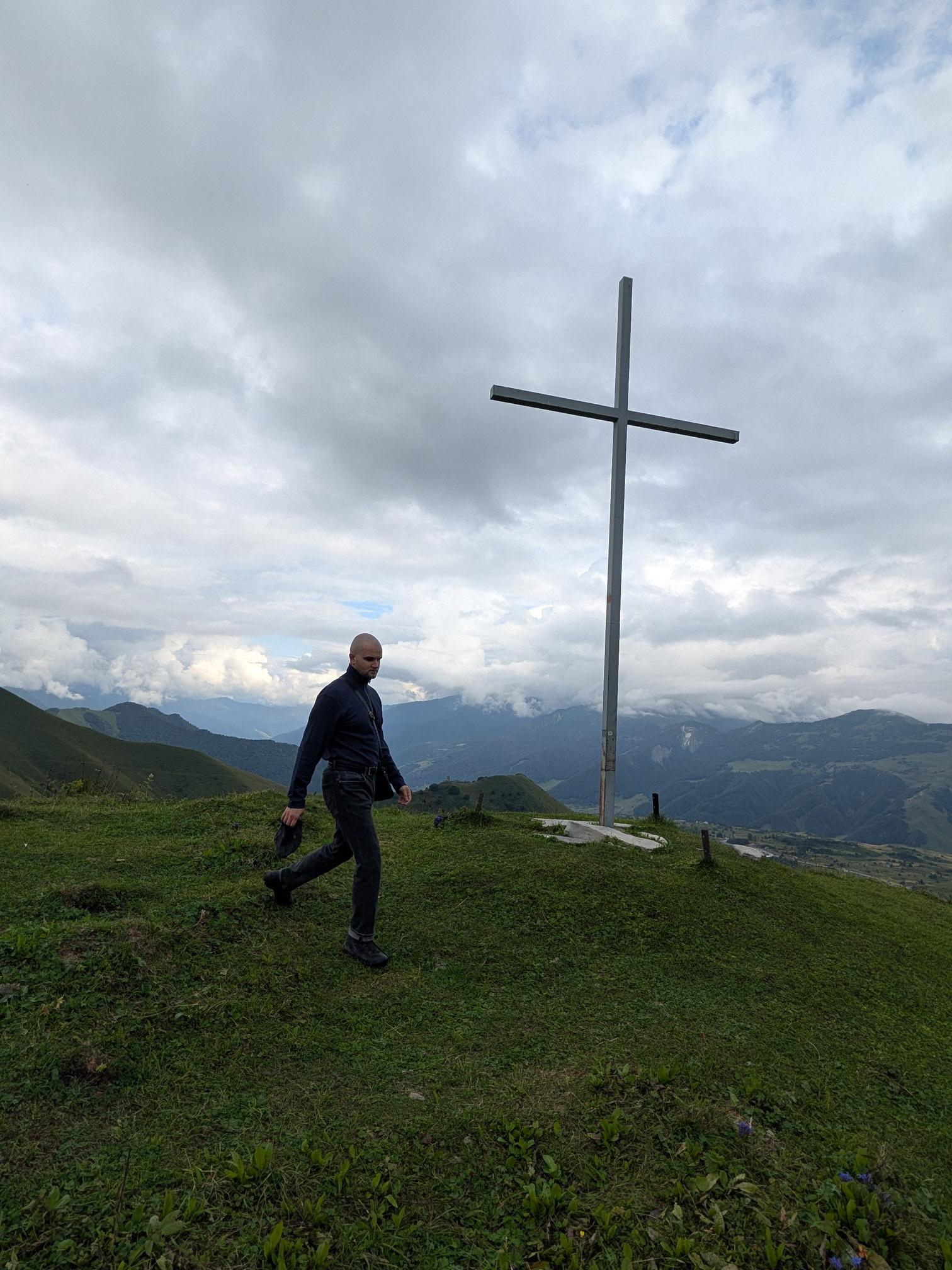 Dylan Caudullo at Mountain Top with Cross